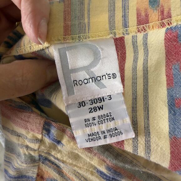 Roaman's Women's Size 28W Tribal Vertical Print Button Up 3/4 Sleeve Blouse # - Picture 7 of 7